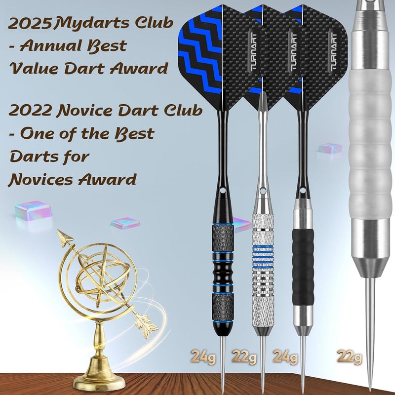 Turnart Darts Metal Tip Set - Steel Tip Darts Darts Set Professional Metal Darts 12 pcs 22/24 Grams Pro Dart Set with Stylish Case Aluminum Shafts Extra 9 Flights - Image 5